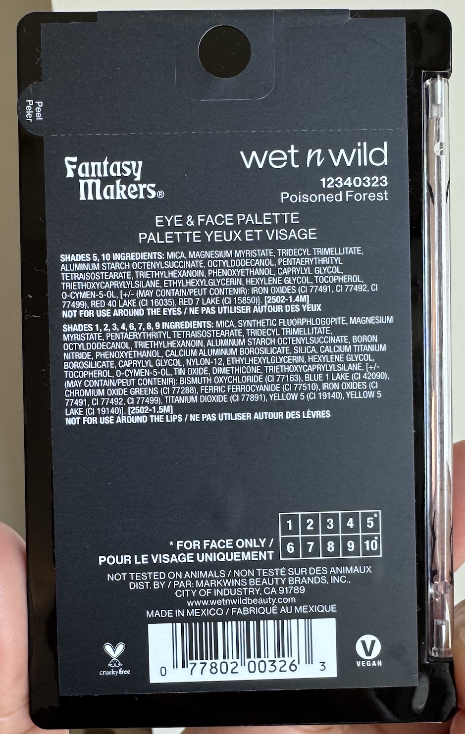Wet n Wild Fantasy Makers 2025 Poisoned Forest Eyeshadow Palette Ingredients