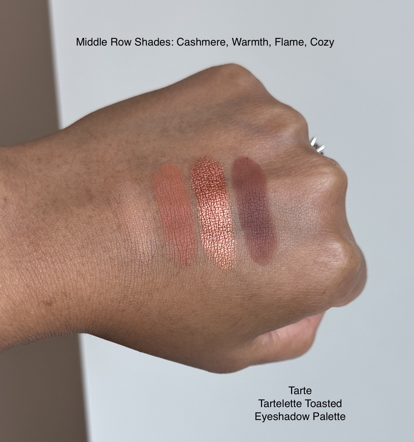Tarte Tartelette Toasted Eyeshadow Palette Swatches Medium Dark Skin woc