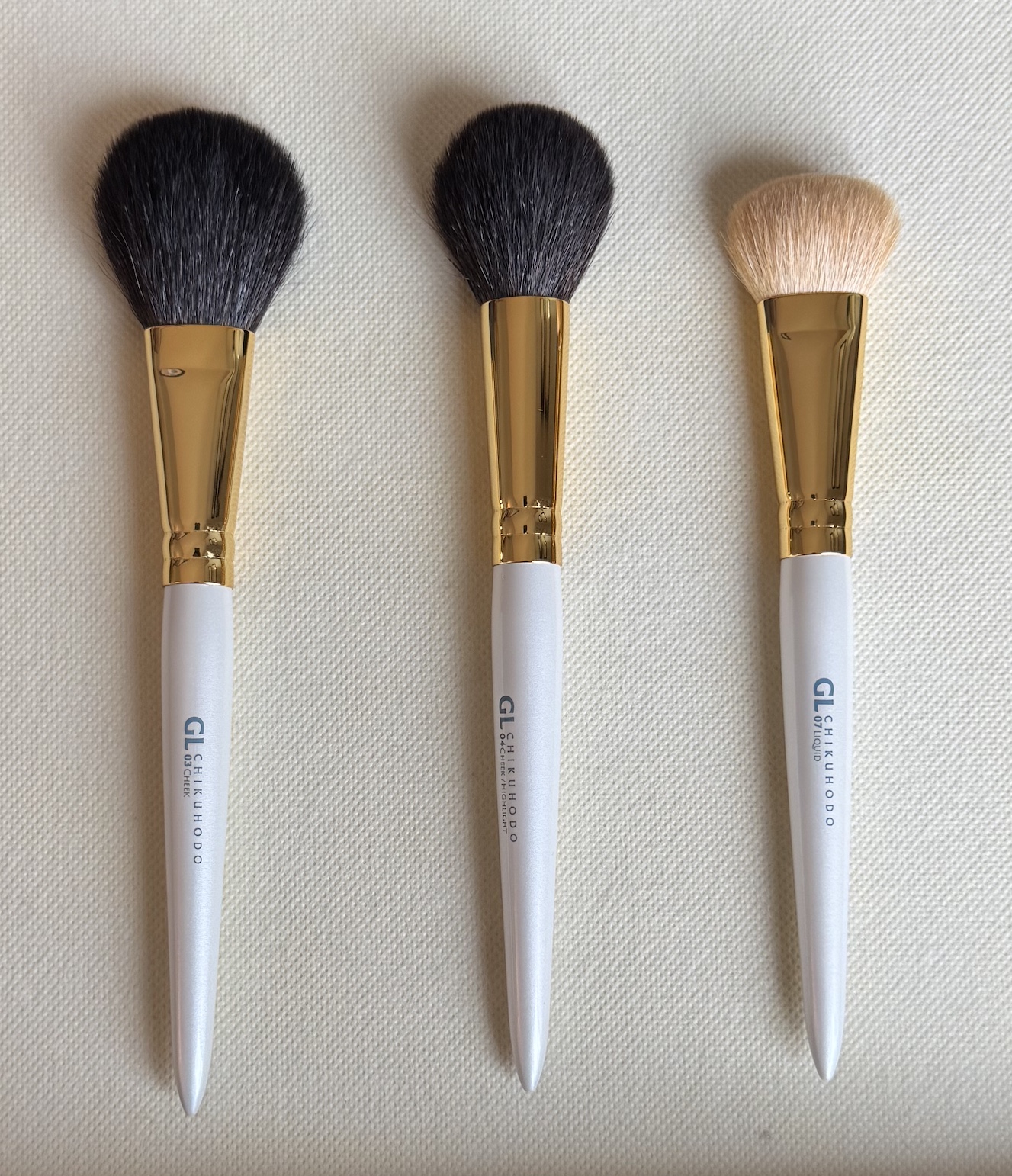 Chikuhodo GL-3 Cheek, GL-4 Cheek/Highlight, GL-7 Liquid Fude Brushes Review