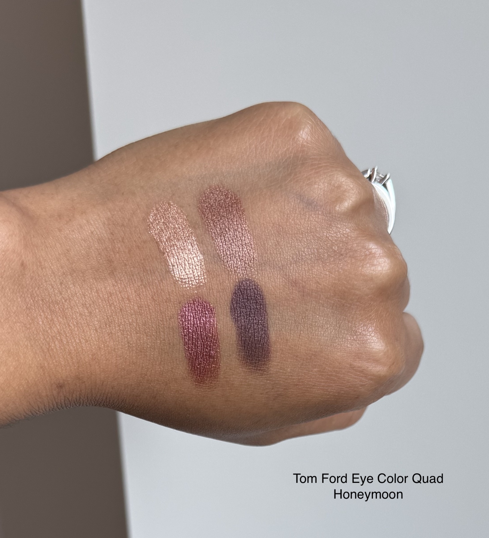 Tom Ford Eye Color Quad Eyeshadows Honeymoon Review Swatches Medium Dark Skin woc
