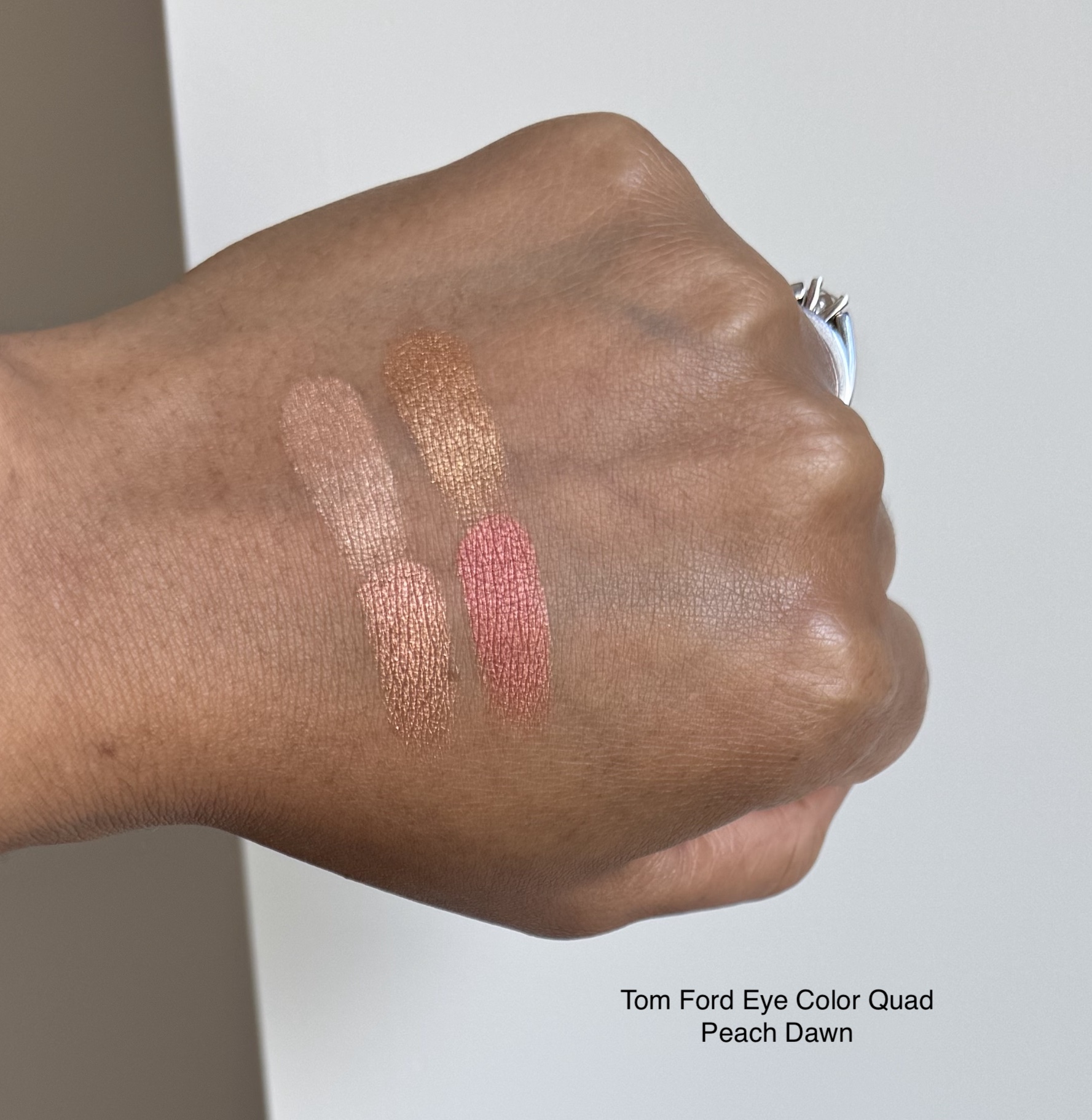 Tom Ford Eye Color Quad Eyeshadows Peach Dawn Review Swatches Medium Dark Skin woc
