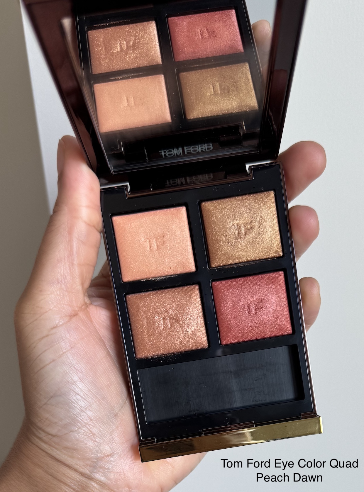 Tom Ford Eye Color Quad Eyeshadows Peach Dawn Review Swatches Medium Dark Skin woc