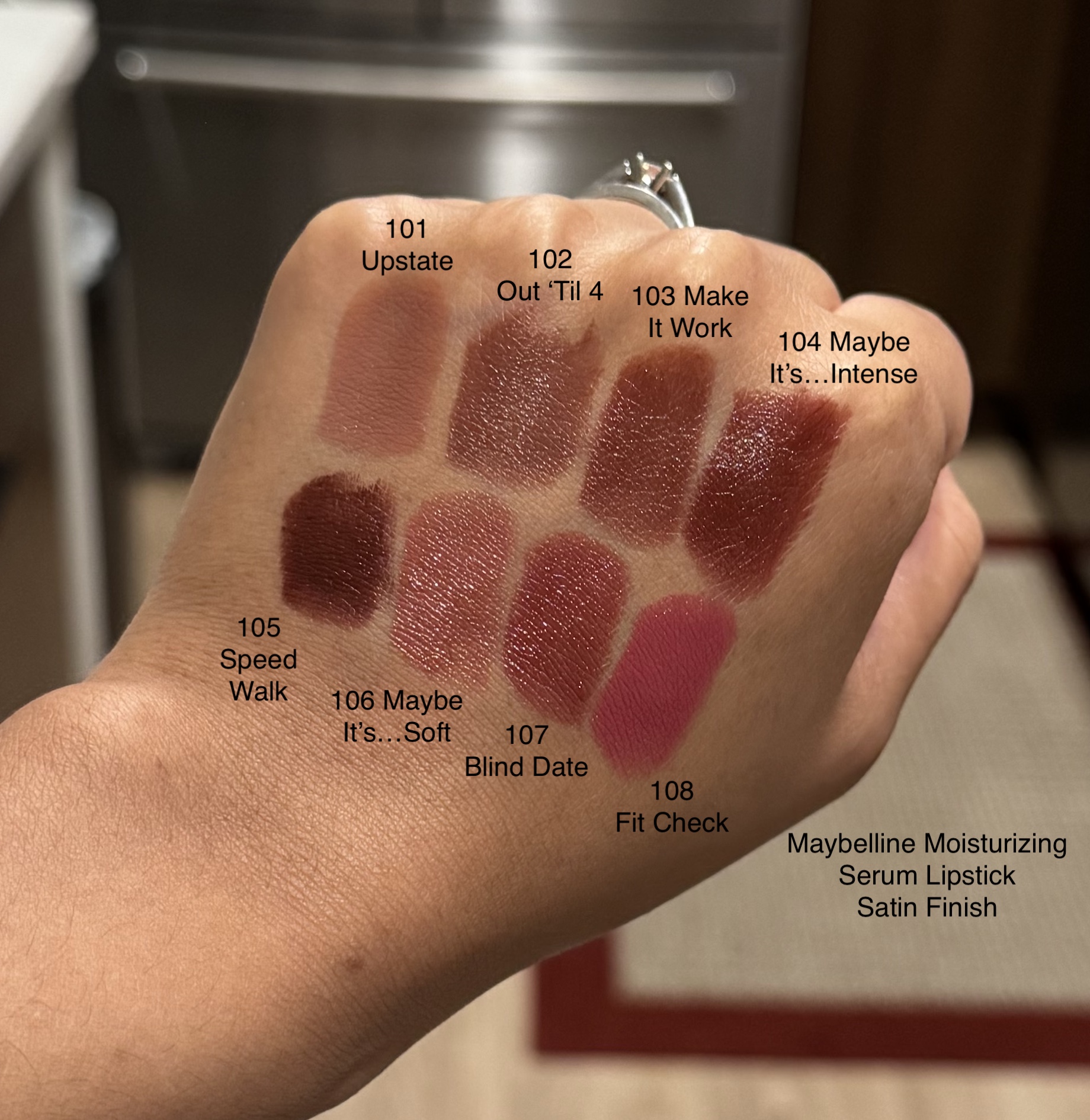 Maybelline Serum Lipstick Satin Swatches All Shades Medium Dark Skin