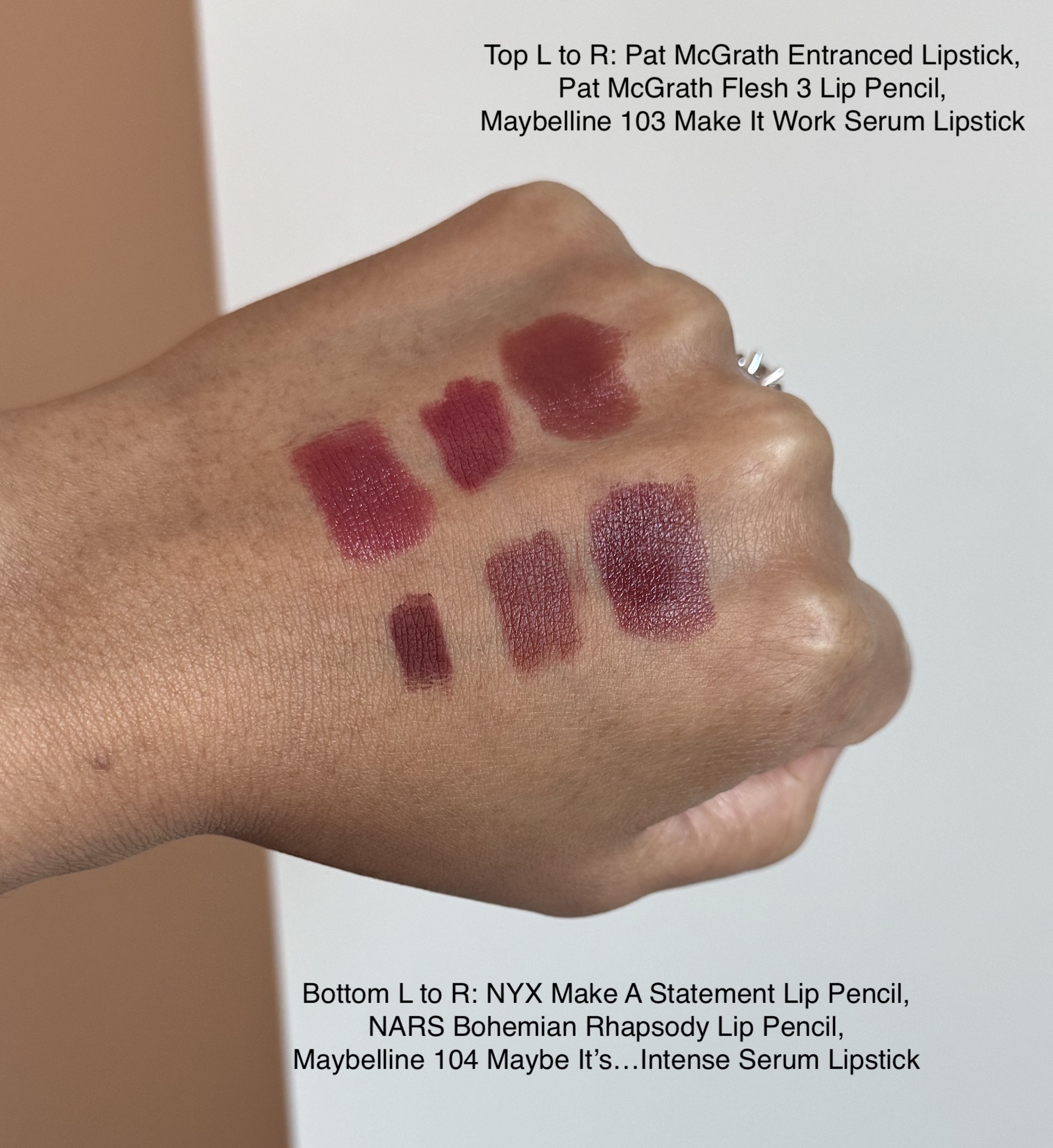 Maybelline Moisturizing Serum Satin Lipstick 103 Make It Work and 104 Maybe It's Intense Comparison Swatches