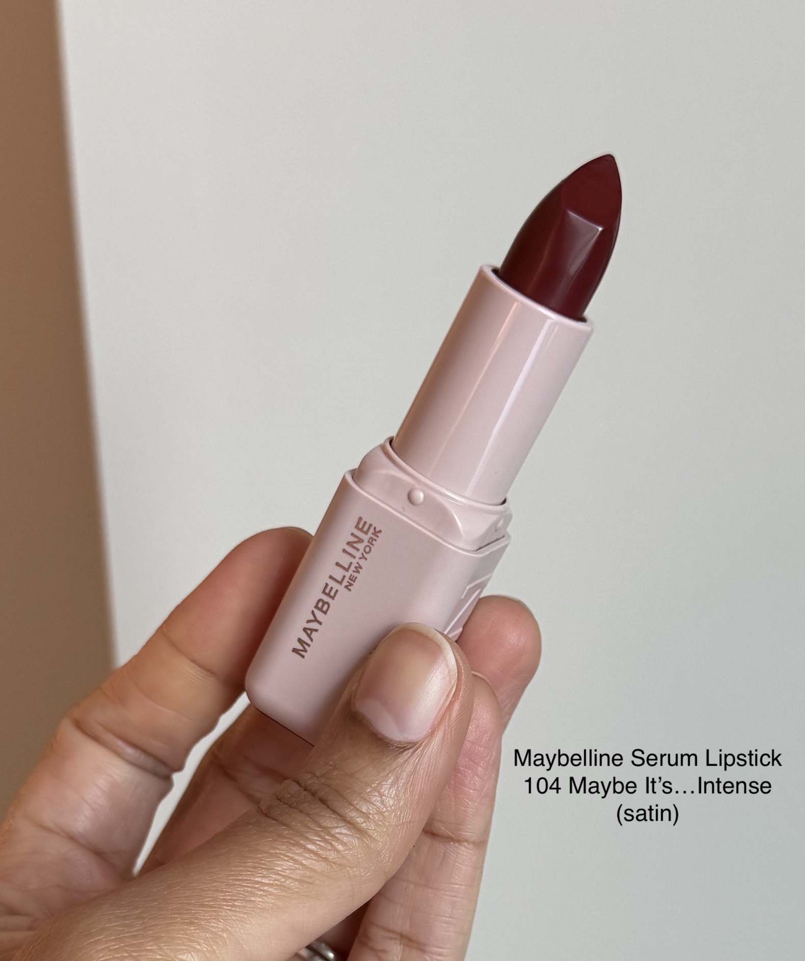 Maybelline Moisturizing Serum Satin Lipstick 104 Maybe It's Intense Review