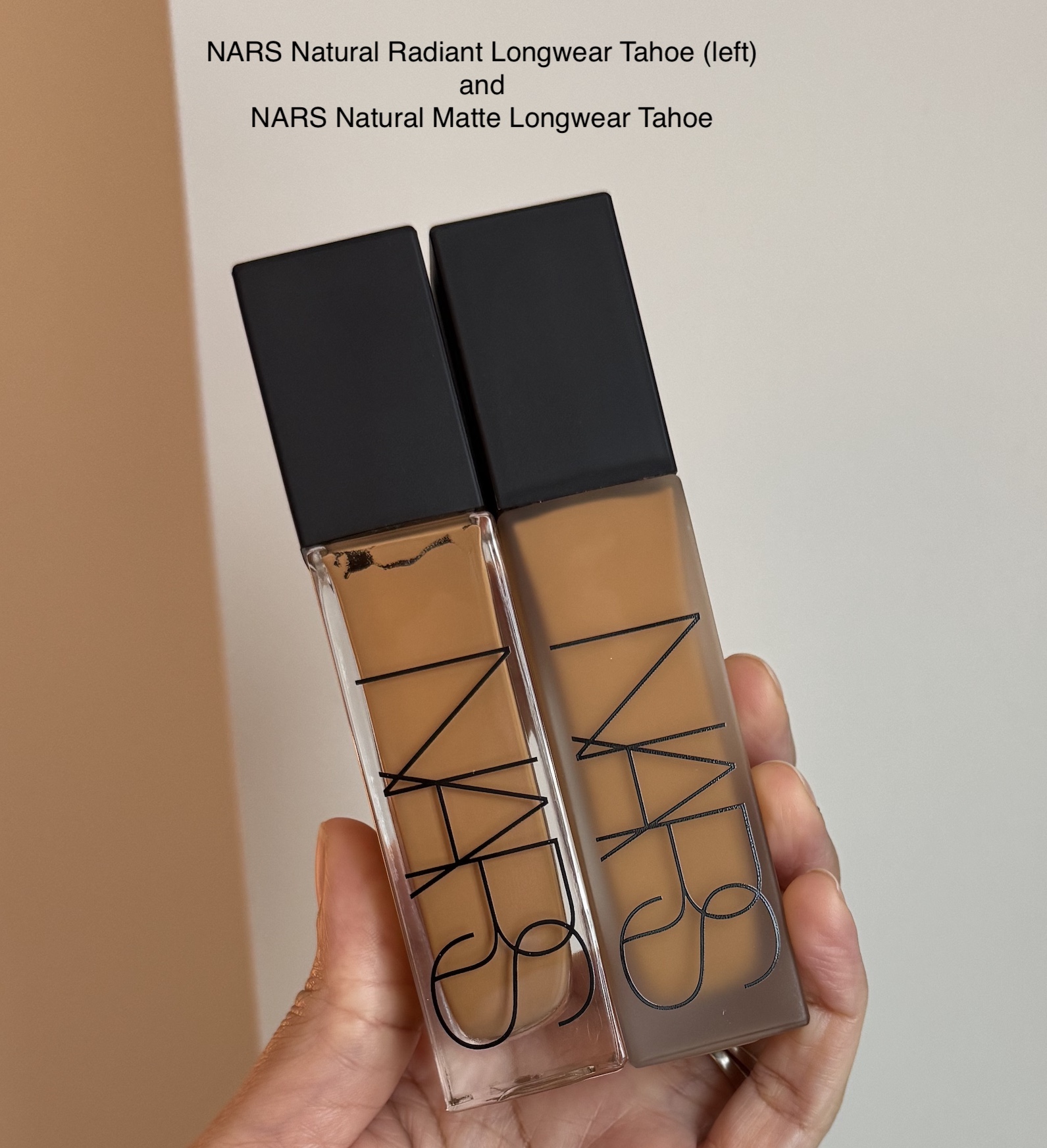 NARS Natural Radiant and Natural Matte Longwear Foundations Tahoe Comparison