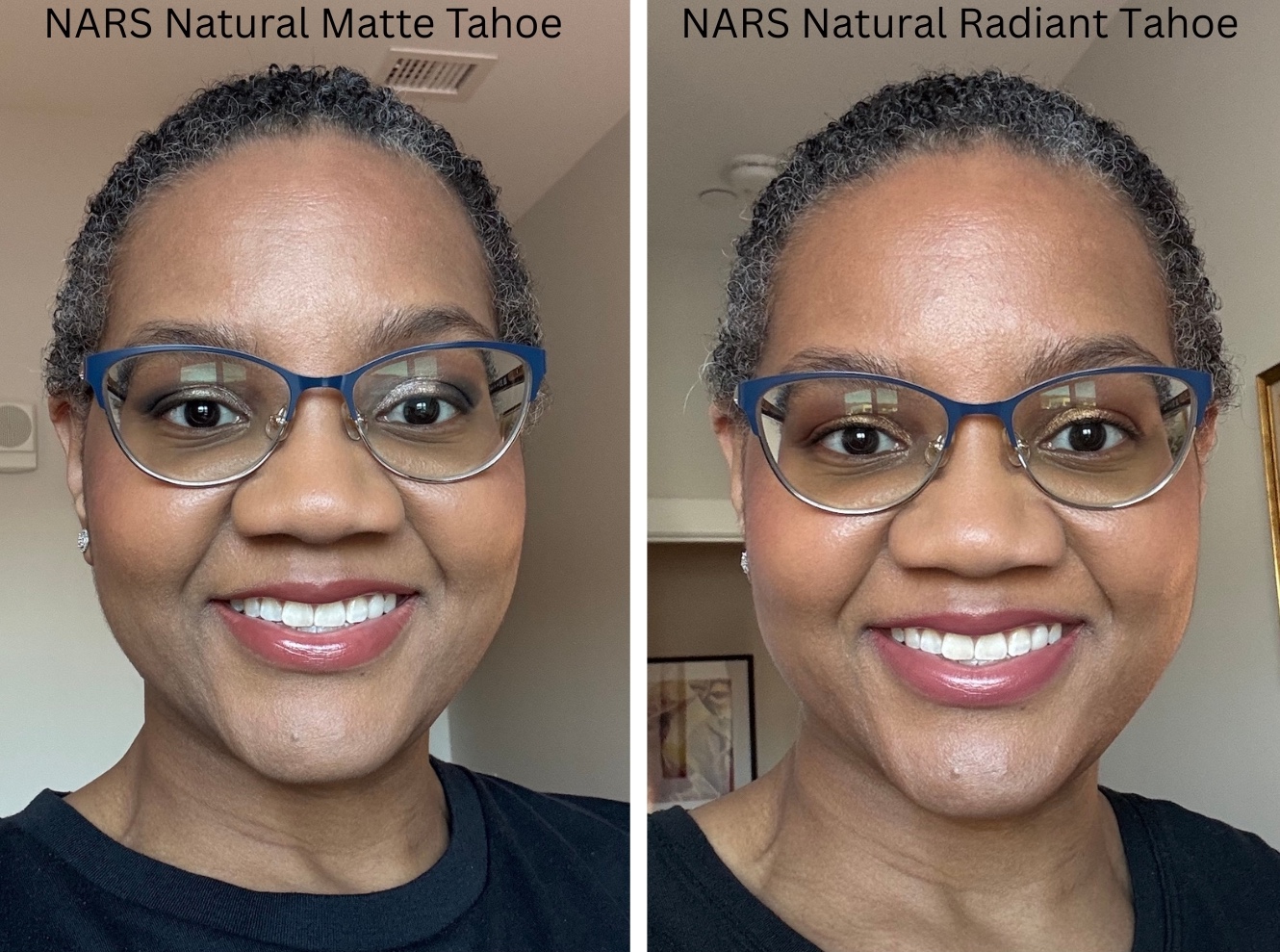 NARS Natural Radiant and Natural Matte Longwear Foundations Tahoe Comparison