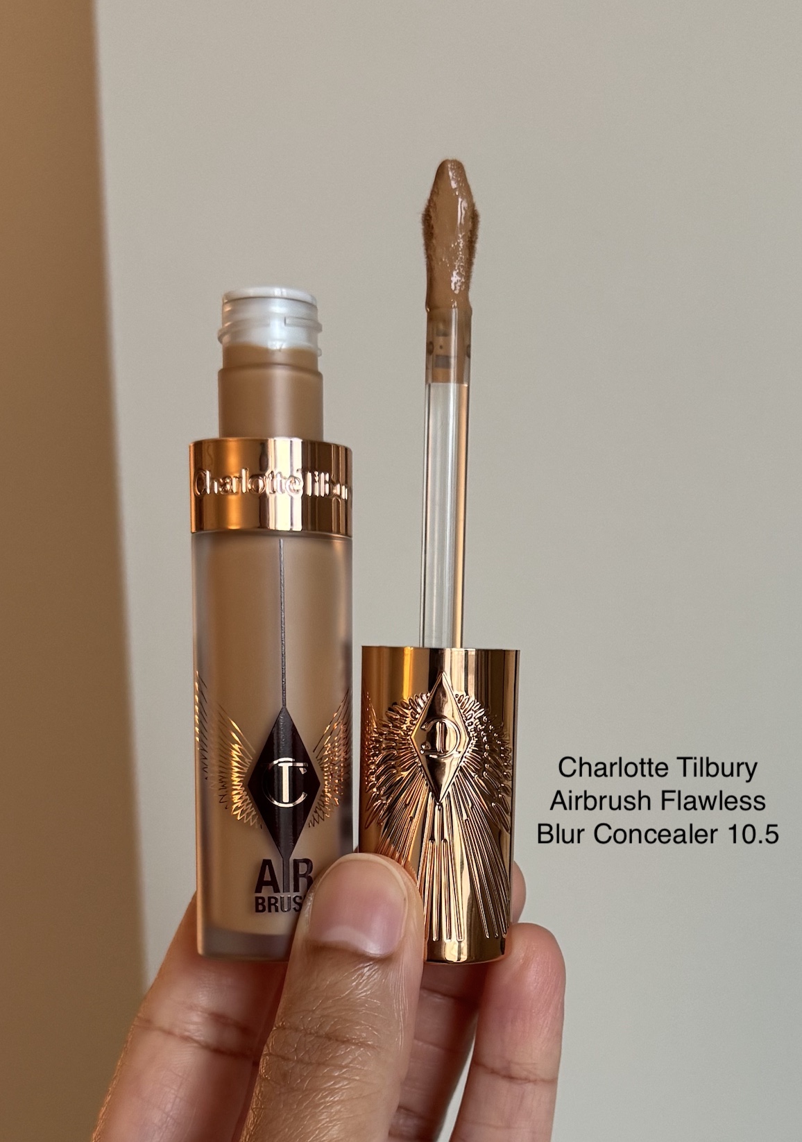 Charlotte Tilbury Airbrush Flawless Blur Concealer 10.5 Tan Swatches Review